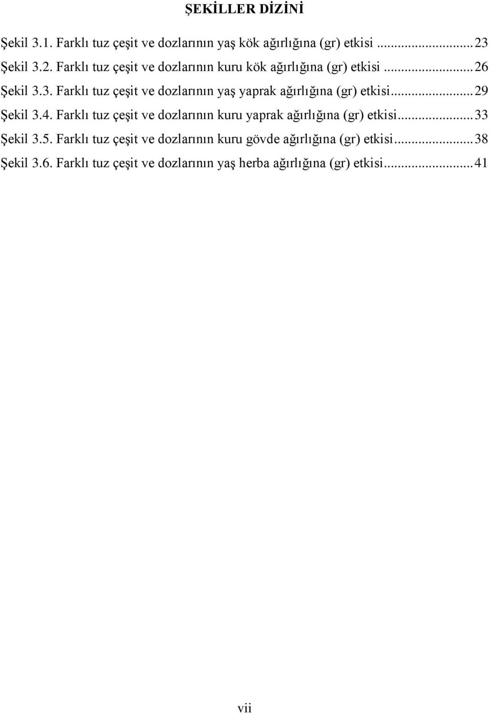 .. 29 ġekil 3.4. Farklı tuz çeģit ve dozlarının kuru yaprak ağırlığına (gr) etkisi... 33 ġekil 3.5.