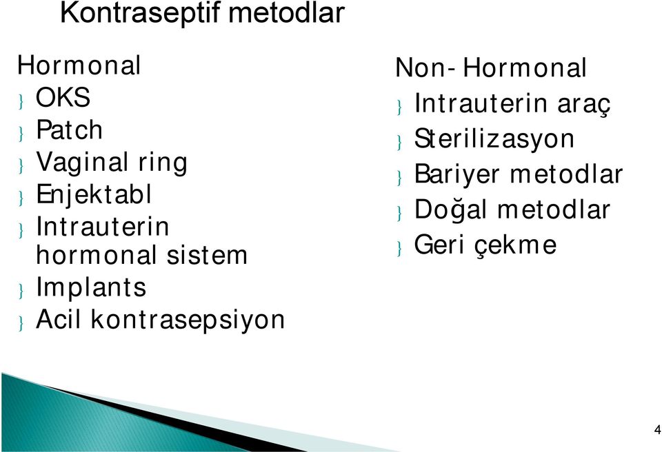 } Acil kontrasepsiyon Non-Hormonal } Intrauterin araç }