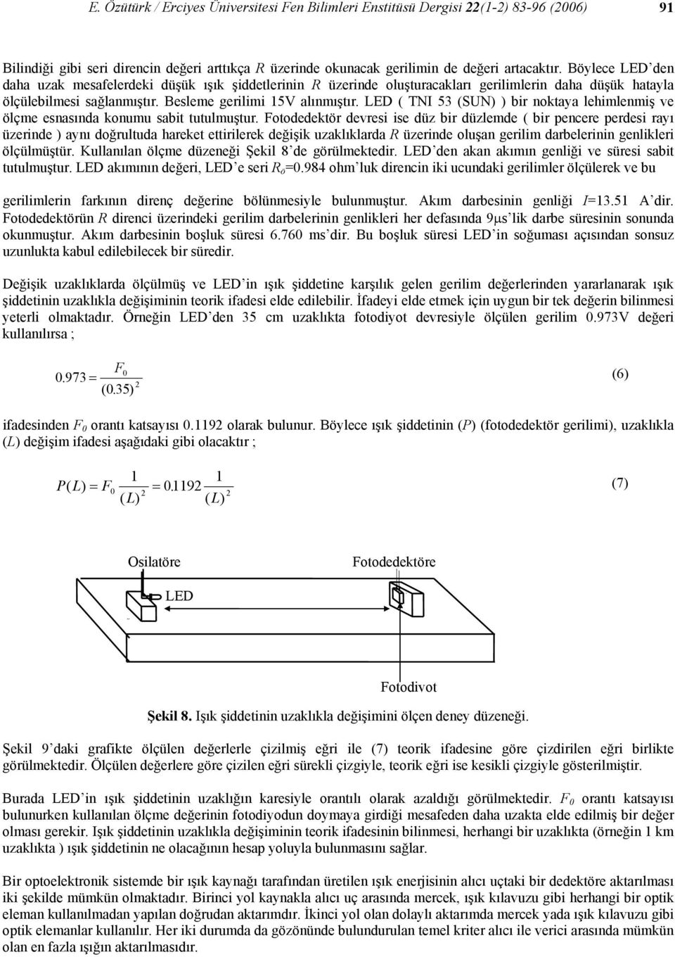 LED ( TNI 53 (SUN) ) bir noktaya lehimlenmiş ve ölçme esnasında konumu sabit tutulmuştur.