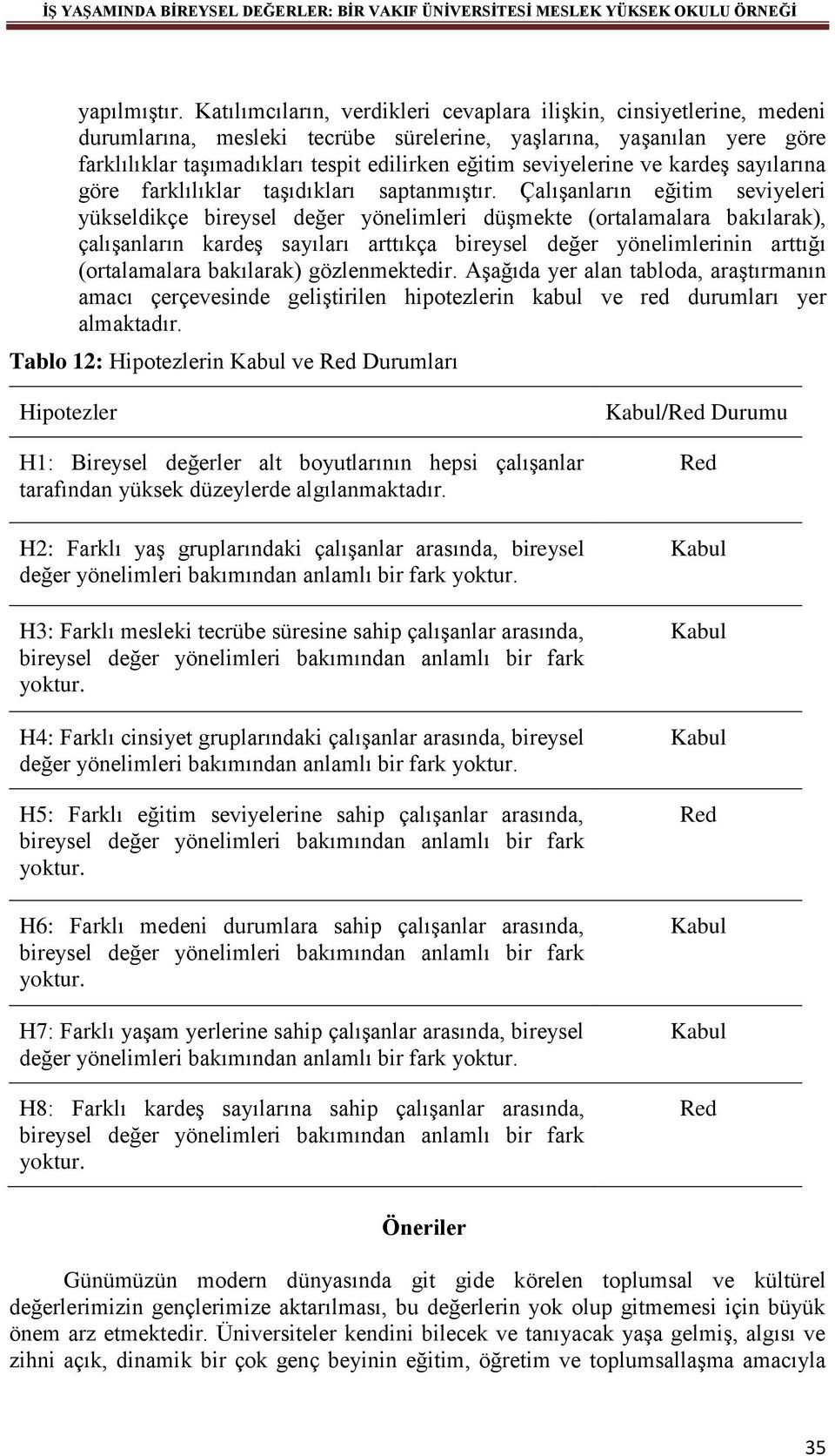 seviyelerine ve kardeş sayılarına göre farklılıklar taşıdıkları saptanmıştır.