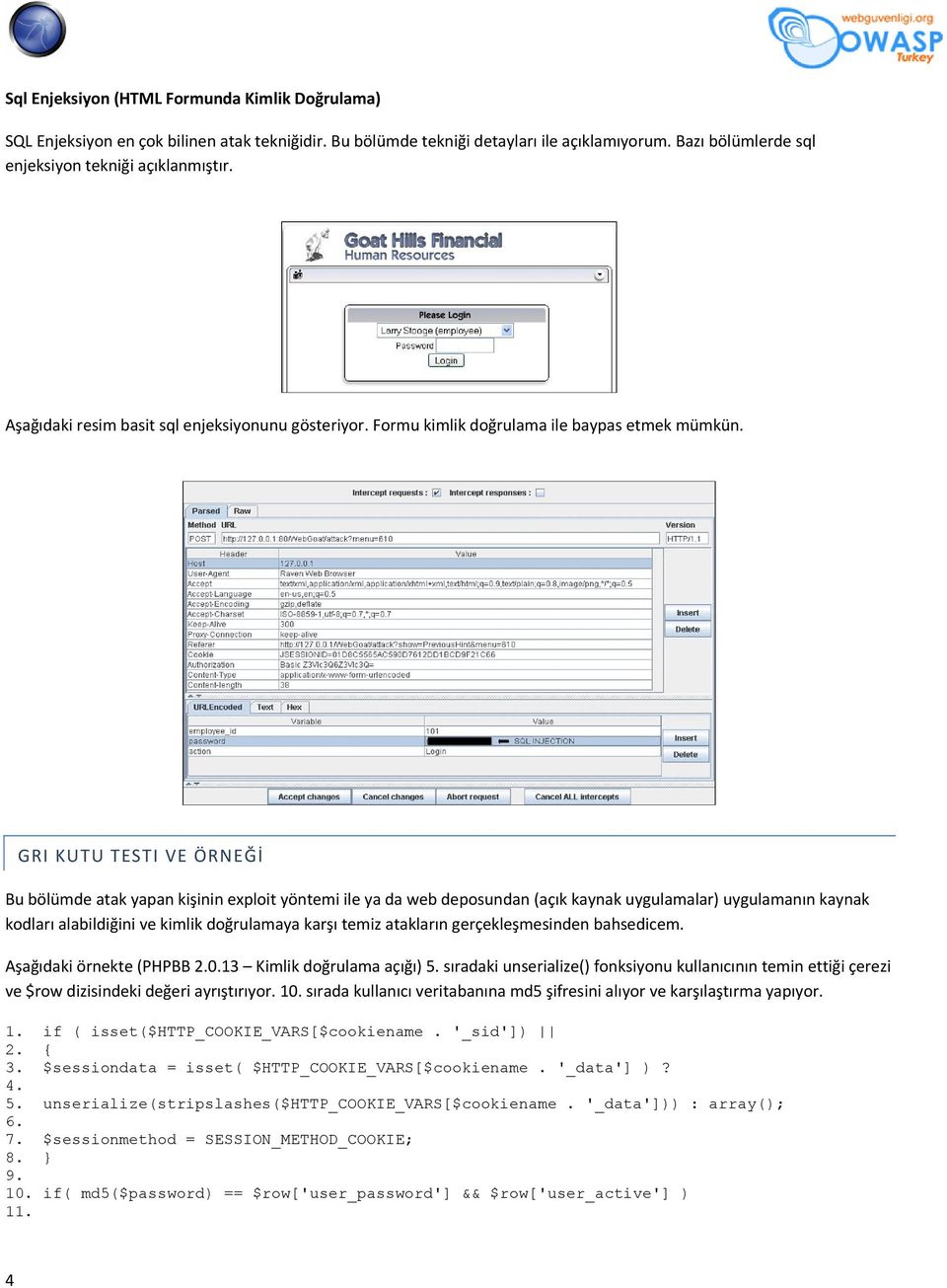 GRI KUTU TESTI VE ÖRNEĞİ Bu bölümde atak yapan kişinin explit yöntemi ile ya da web depsundan (açık kaynak uygulamalar) uygulamanın kaynak kdları alabildiğini ve kimlik dğrulamaya karşı temiz