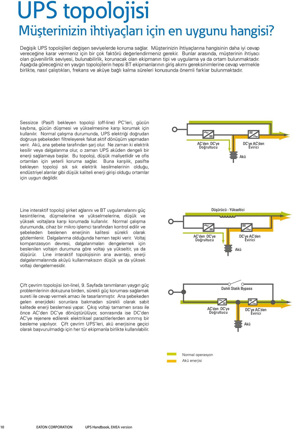 Bunlar arasında, müşterinin ihtiyacı olan güvenilirlik seviyesi, bulunabilirlik, korunacak olan ekipmanın tipi ve uygulama ya da ortam bulunmaktadır.