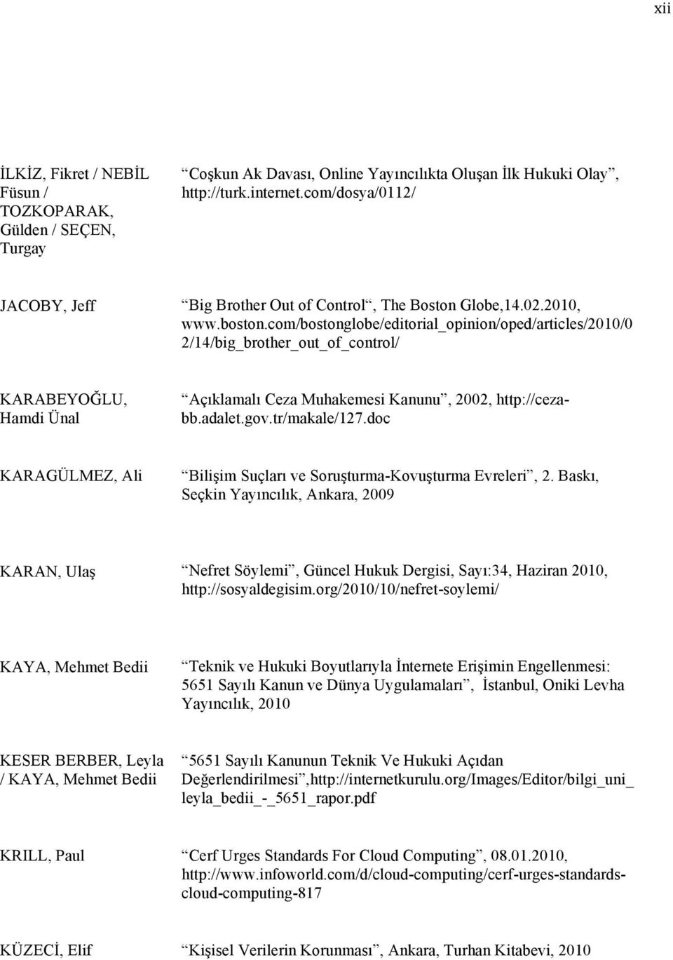 com/bostonglobe/editorial_opinion/oped/articles/2010/0 2/14/big_brother_out_of_control/ KARABEYOĞLU, Hamdi Ünal Açıklamalı Ceza Muhakemesi Kanunu, 2002, http://cezabb.adalet.gov.tr/makale/127.