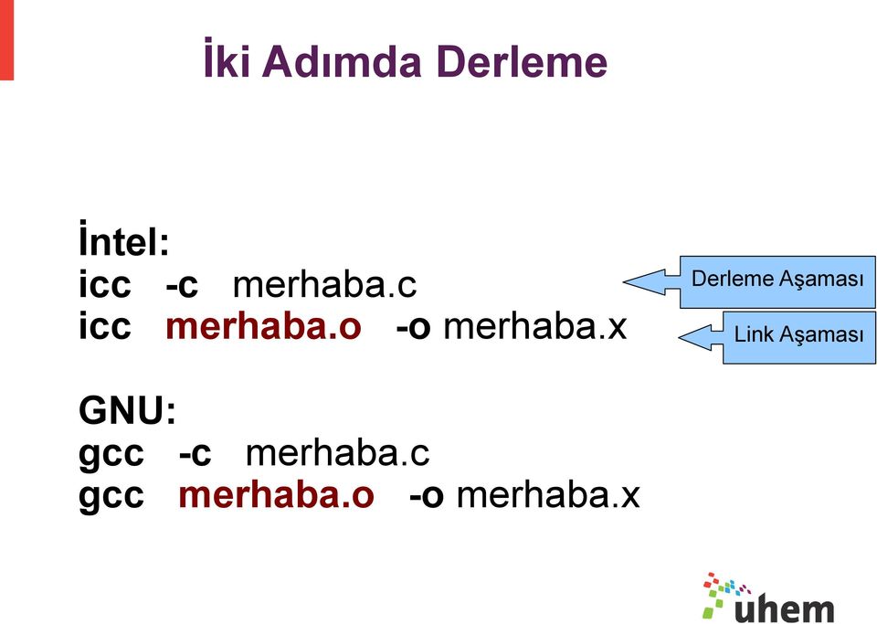 x Derleme Aşaması Link Aşaması GNU: