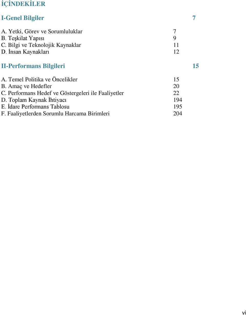 Temel Politika ve Öncelikler 15 B. Amaç ve Hedefler 20 C.