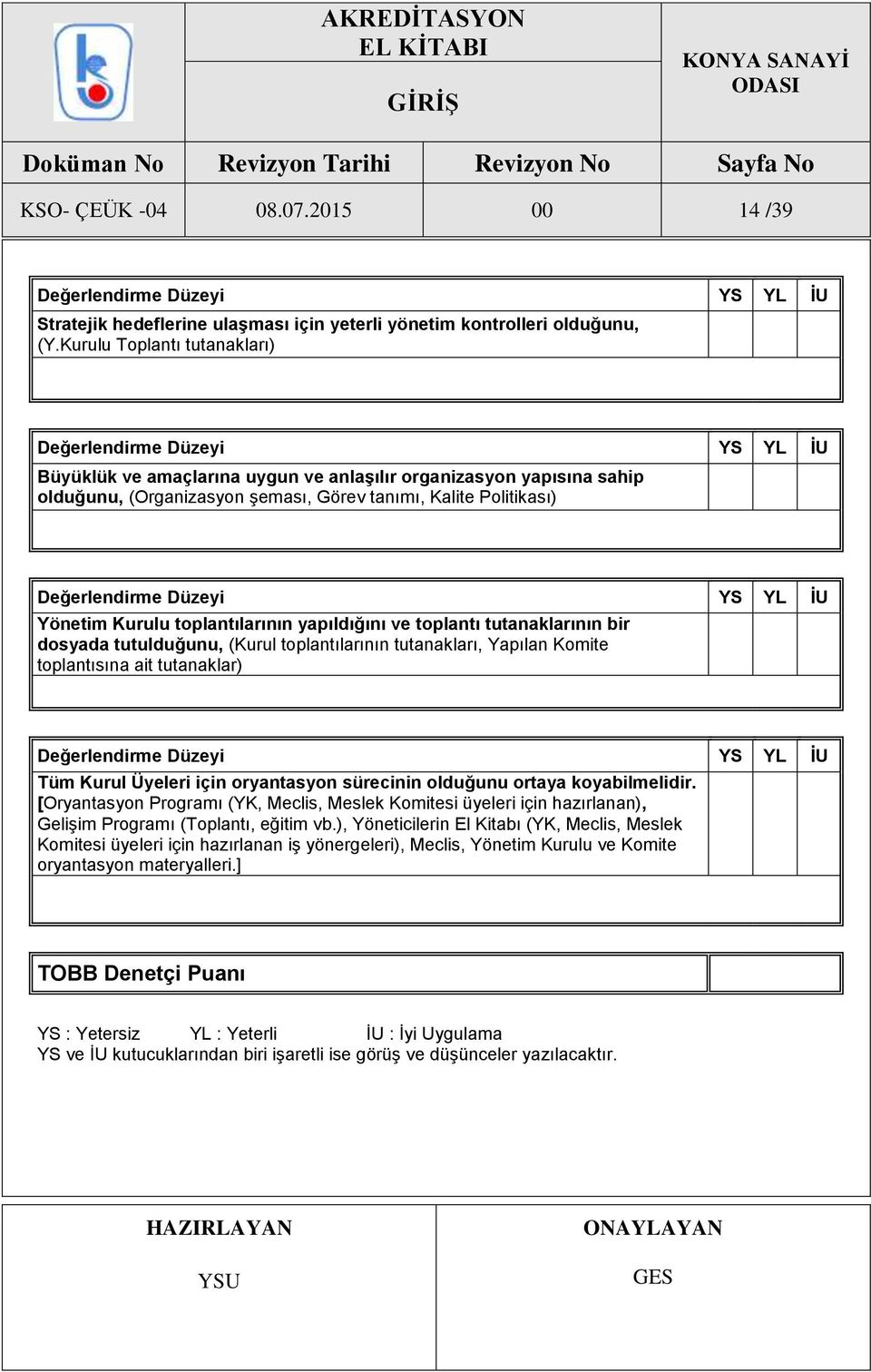 yapıldığını ve toplantı tutanaklarının bir dosyada tutulduğunu, (Kurul toplantılarının tutanakları, Yapılan Komite toplantısına ait tutanaklar) Tüm Kurul Üyeleri için oryantasyon sürecinin olduğunu