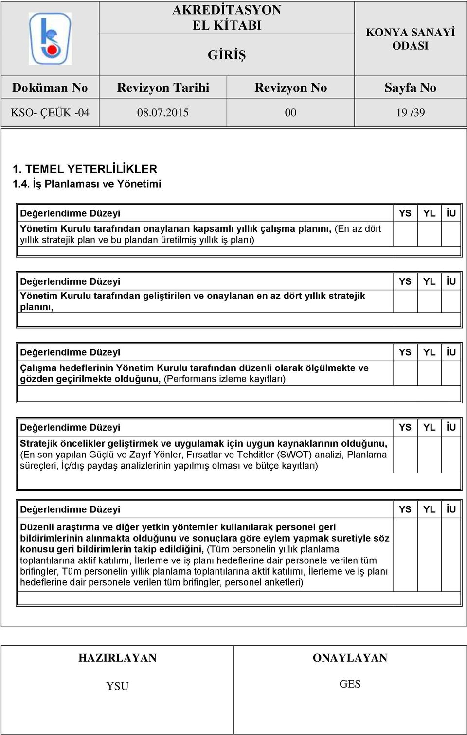 İş Planlaması ve Yönetimi Yönetim Kurulu tarafından onaylanan kapsamlı yıllık çalışma planını, (En az dört yıllık stratejik plan ve bu plandan üretilmiş yıllık iş planı) Yönetim Kurulu tarafından