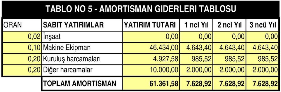 643,40 4.643,40 0,20 Kuruluş harcamaları 4.