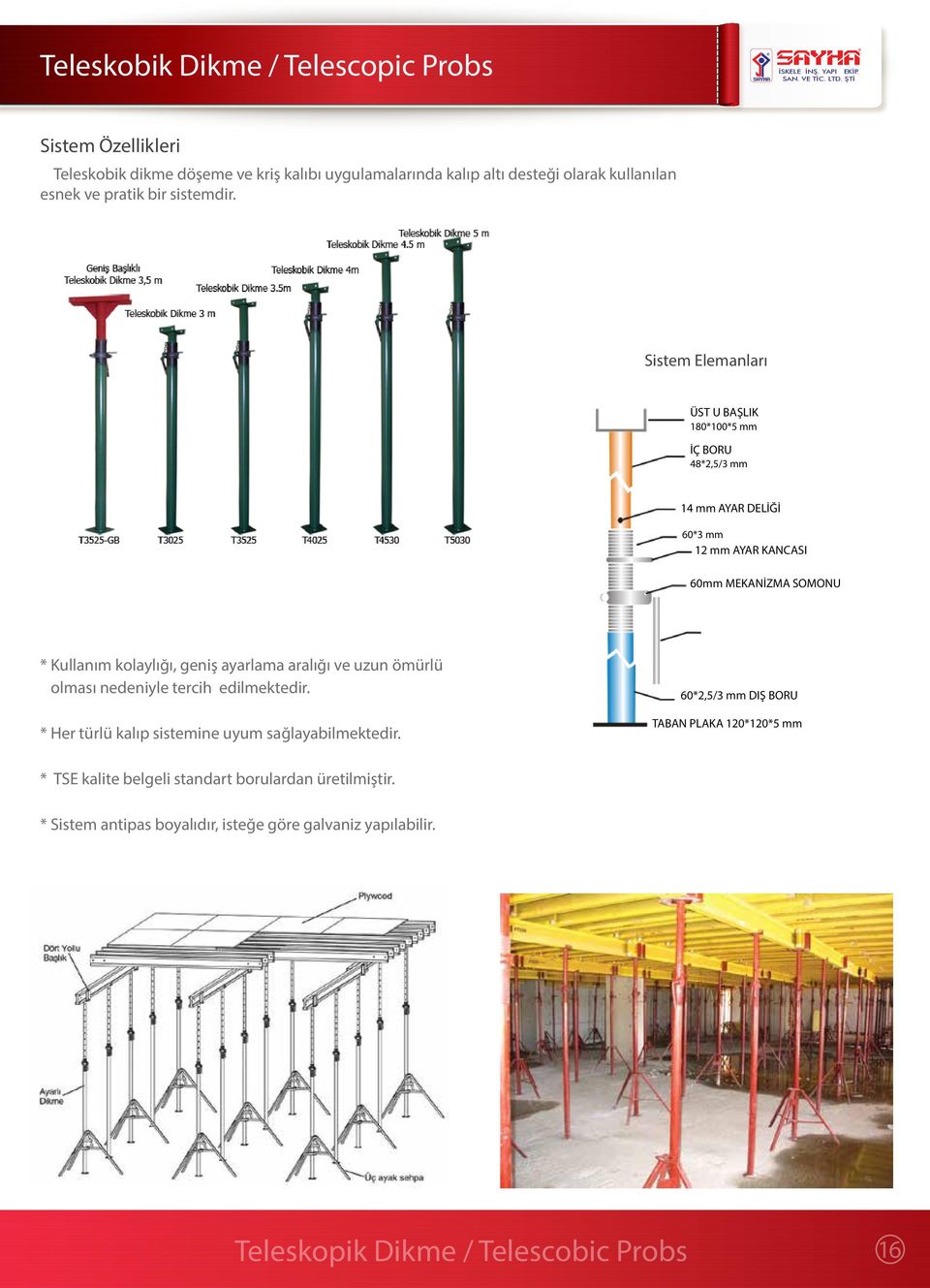 Sistem Elemanları ÜST U BAŞLIK 180*100*5 mm İÇ BORU 48*2,5/3 mm 14 mm AYAR DELİĞİ 60*3 mm 12 mm AYAR KANCASI 60mm MEKANİZMA SOMONU * Kullanım kolaylığı, geniş