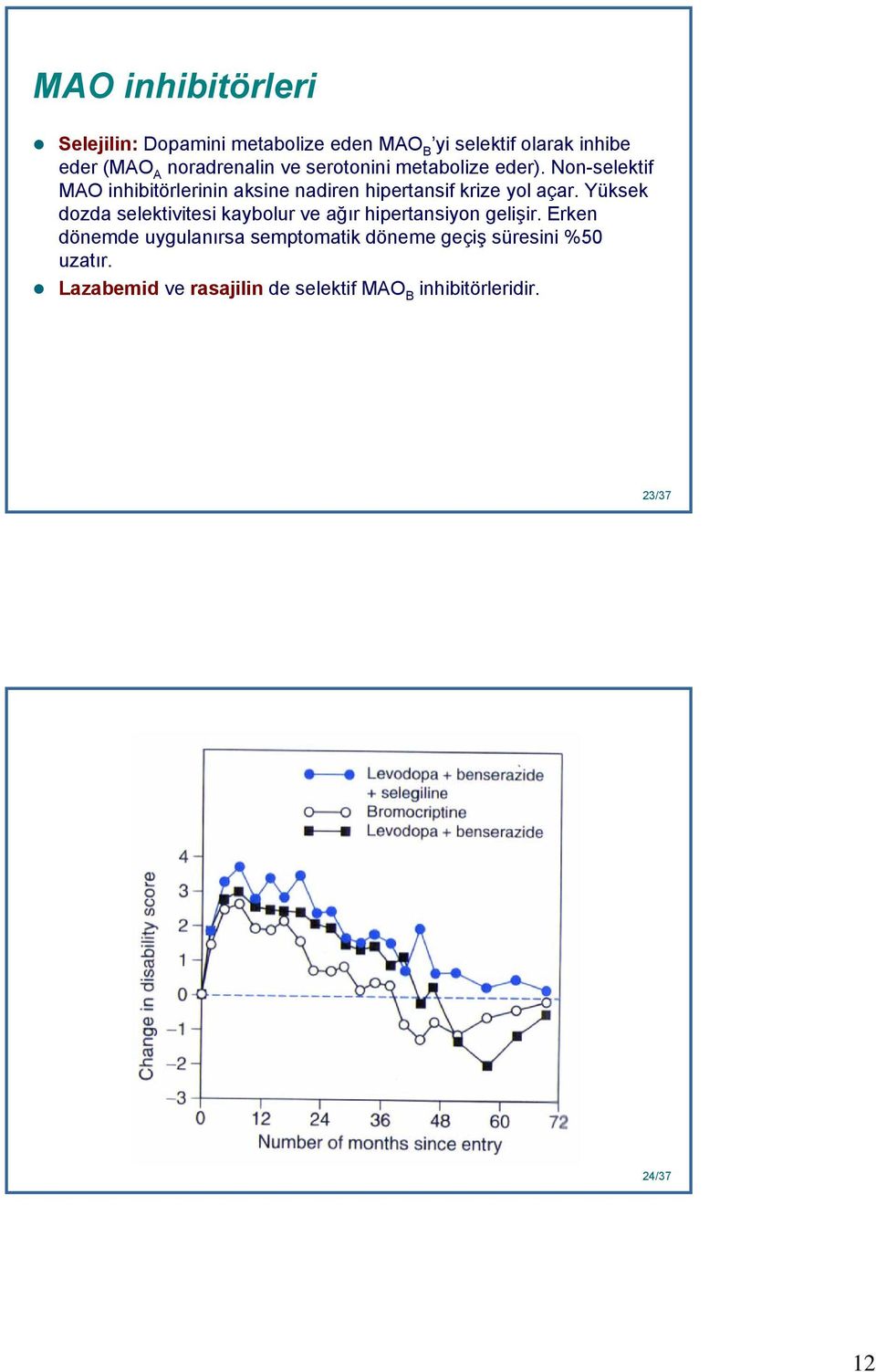 Non-selektif MAO inhibitörlerinin aksine nadiren hipertansif krize yol açar.