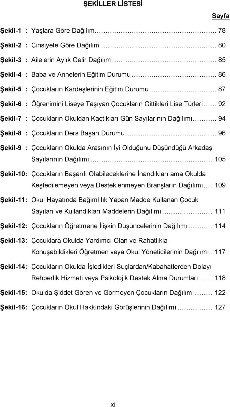 .. 92 Şekil-7 : Çocukların Okuldan Kaçtıkları Gün Sayılarının Dağılımı... 94 Şekil-8 : Çocukların Ders Başarı Durumu.