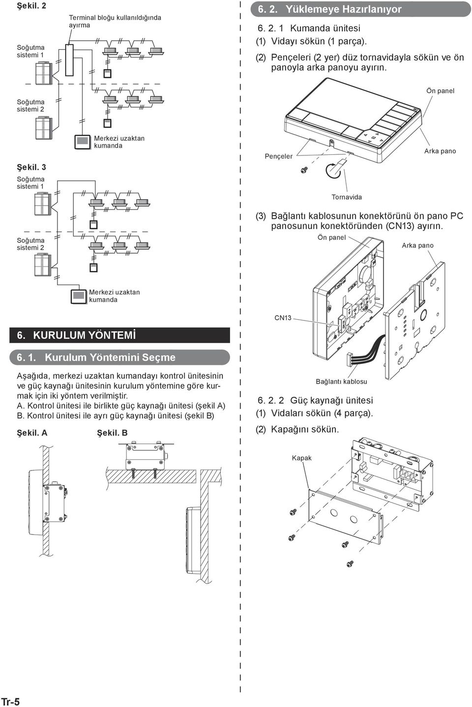 sistemi 2 Ön panel ŞŞŞŞŞŞŞ3 sistemi 1 Pençeler Tornavida Arka pano sistemi 2 (((( Bağlantı kablosunun konektörünü ön pano PC panosunun konektöründen (CN13) ayırın.