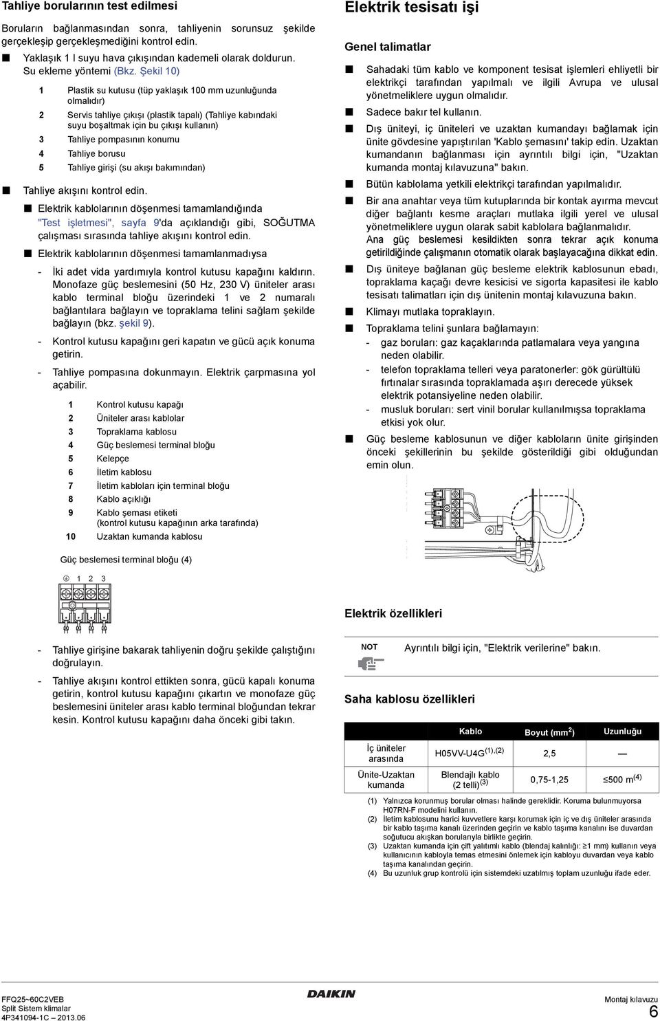 Şekil 0) Plastik su kutusu (tüp yaklaşık 00 mm uzunluğunda olmalıdır) Servis tahliye çıkışı (plastik tapalı) (Tahliye kabındaki suyu boşaltmak için bu çıkışı kullanın) Tahliye pompasının konumu