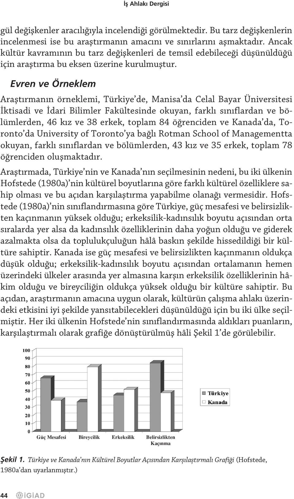 Evren ve Örneklem Araflt rman n örneklemi, Türkiye de, Manisa da Celal Bayar Üniversitesi ktisadi ve dari Bilimler Fakültesinde okuyan, farkl s n flardan ve bölümlerden, 46 k z ve 38 erkek, toplam 84