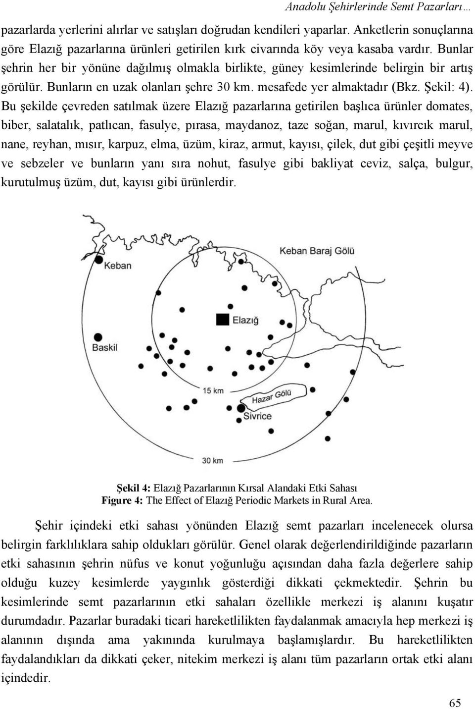 Bunlar şehrin her bir yönüne dağılmış olmakla birlikte, güney kesimlerinde belirgin bir artış görülür. Bunların en uzak olanları şehre 30 km. mesafede yer almaktadır (Bkz. Şekil: 4).