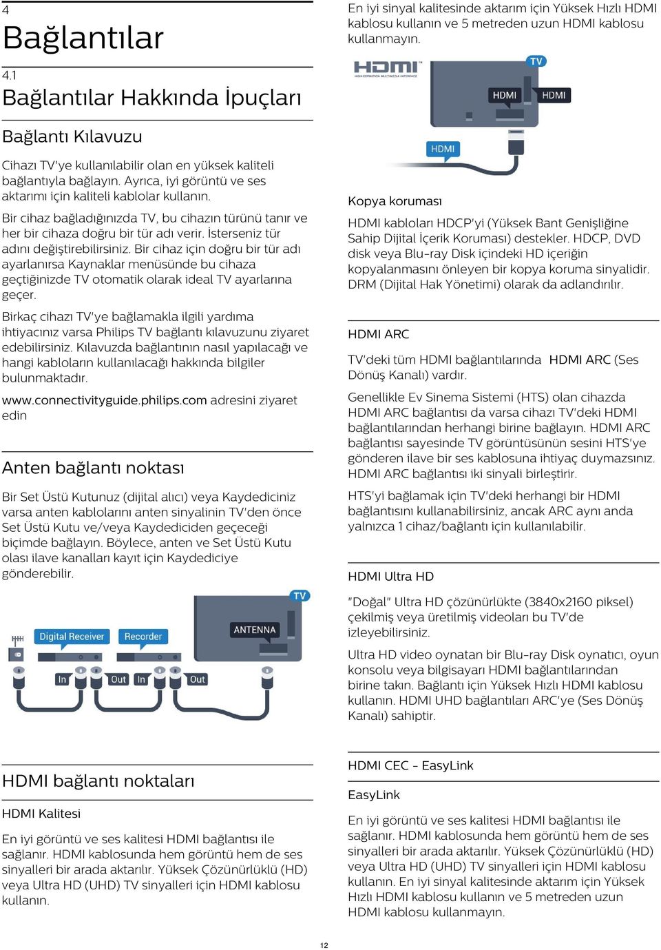 Kopya koruması Bir cihaz bağladığınızda TV, bu cihazın türünü tanır ve her bir cihaza doğru bir tür adı verir. İsterseniz tür adını değiştirebilirsiniz.