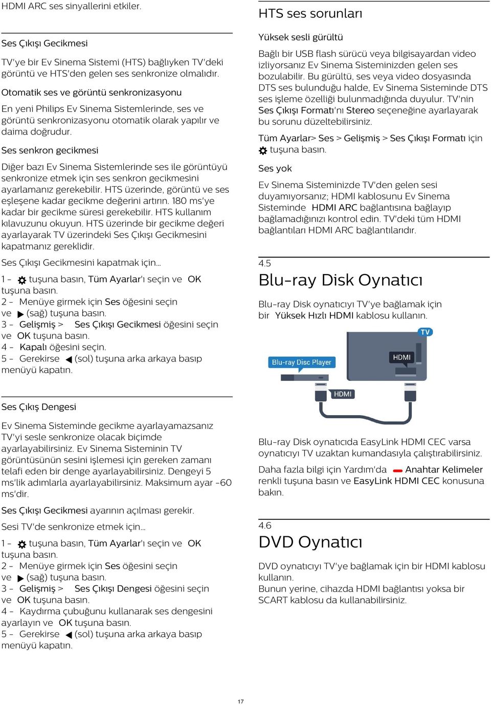 Bu gürültü, ses veya video dosyasında DTS ses bulunduğu halde, Ev Sinema Sisteminde DTS ses işleme özelliği bulunmadığında duyulur.