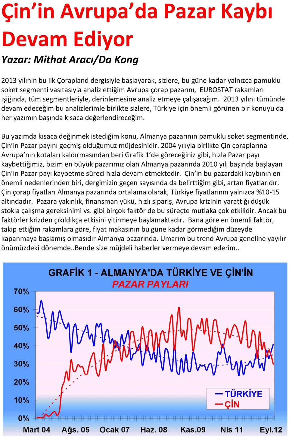 2013 yılını tümünde devam edeceğim bu analizlerimle birlikte sizlere, Türkiye için önemli görünen bir konuyu da her yazımın başında kısaca değerlendireceğim.