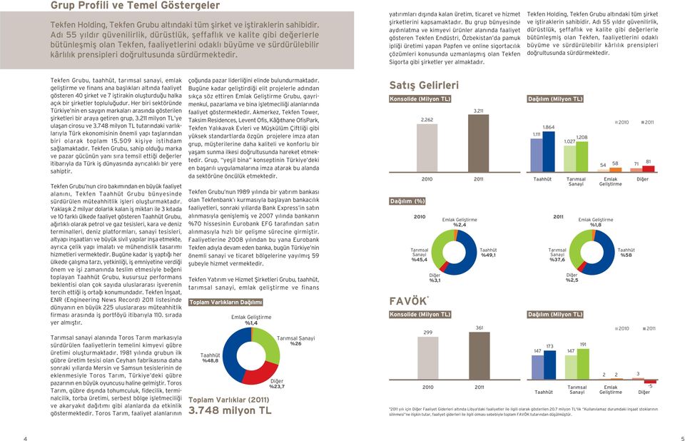 yatırımları dışında kalan üretim, ticaret ve hizmet şirketlerini kapsamaktadır.