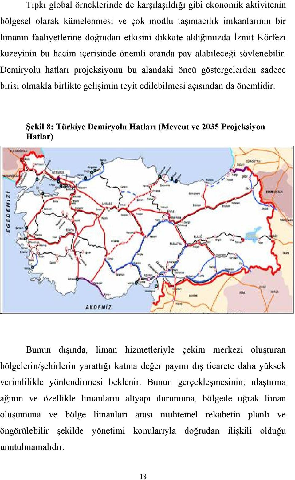 Demiryolu hatları projeksiyonu bu alandaki öncü göstergelerden sadece birisi olmakla birlikte gelişimin teyit edilebilmesi açısından da önemlidir.