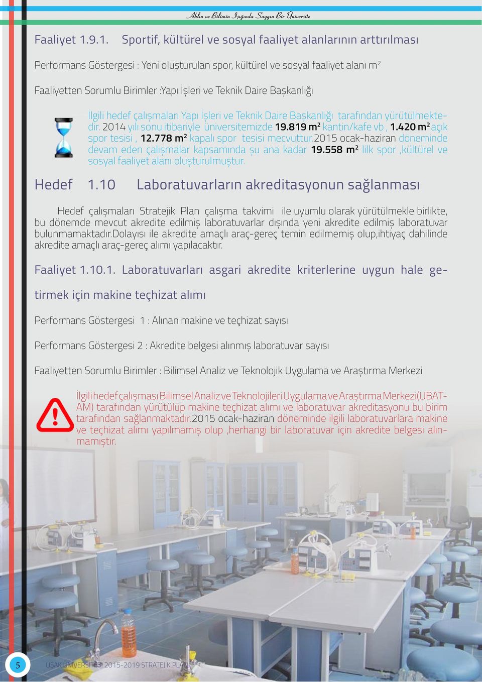 Teknik Daire Başkanlığı İlgili hedef çalışmaları Yapı İşleri ve Teknik Daire Başkanlığı tarafından yürütülmektedir. 2014 yılı sonu itibariyle üniversitemizde 19.819 m 2 kantin/kafe vb, 1.