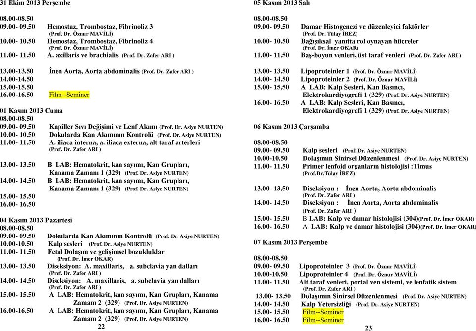 iliaca externa, alt taraf arterleri B LAB: Hematokrit, kan sayımı, Kan Grupları, Kanama Zamanı 1 (329) B LAB: Hematokrit, kan sayımı, Kan Grupları, Kanama Zamanı 1 (329) 04 Kasım 2013 Pazartesi 09.