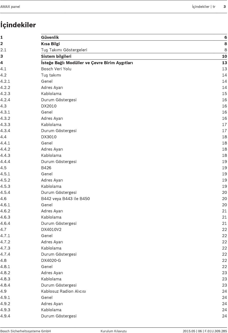 4 DX3010 18 4.4.1 Genel 18 4.4.2 Adres Ayarı 18 4.4.3 Kablolama 18 4.4.4 Durum Göstergesi 19 4.5 B426 19 4.5.1 Genel 19 4.5.2 Adres Ayarı 19 4.5.3 Kablolama 19 4.5.4 Durum Göstergesi 20 4.