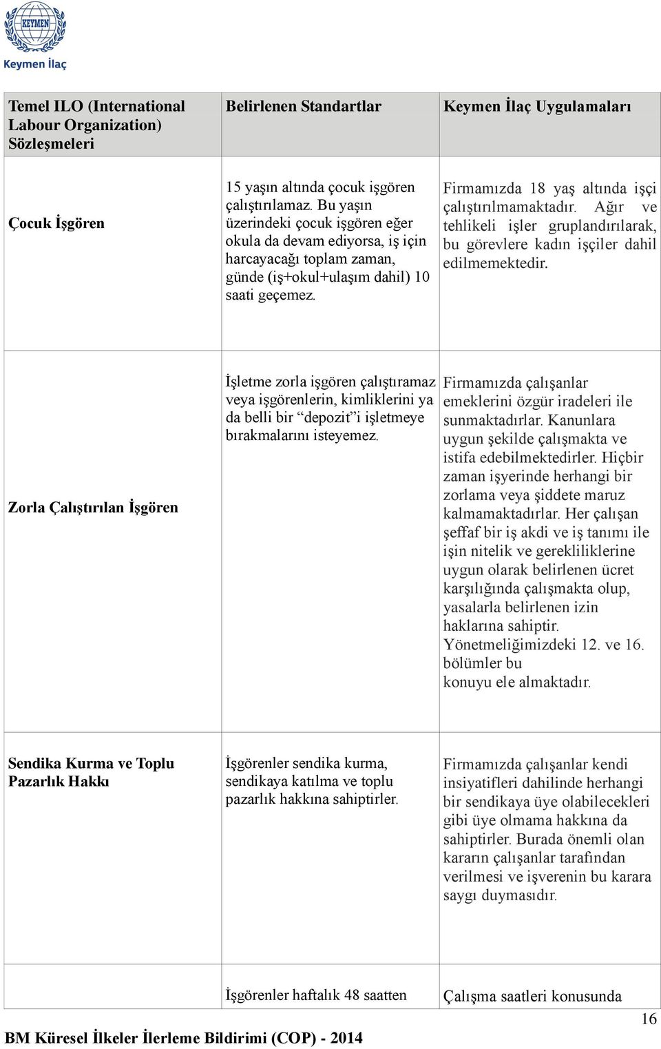 Ağır ve tehlikeli işler gruplandırılarak, bu görevlere kadın işçiler dahil edilmemektedir.