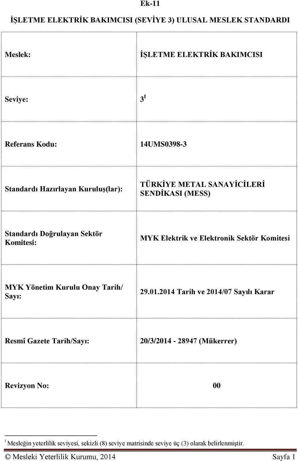 Sektör Komitesi MYK Yönetim Kurulu Onay Tarih/ Sayı: 29.01.