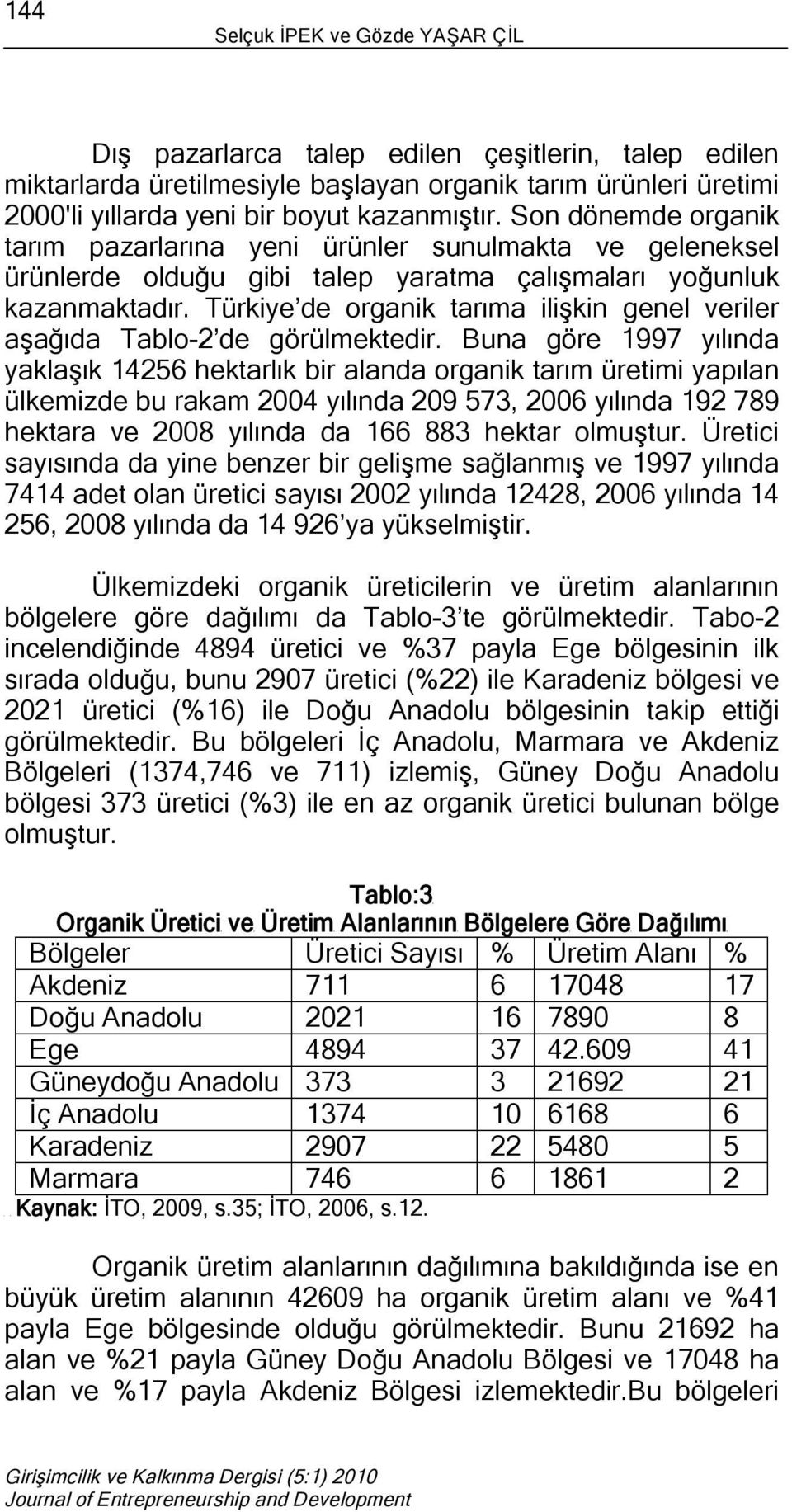 Türkiye de organik tarıma ilişkin genel veriler aşağıda Tablo-2 de görülmektedir.