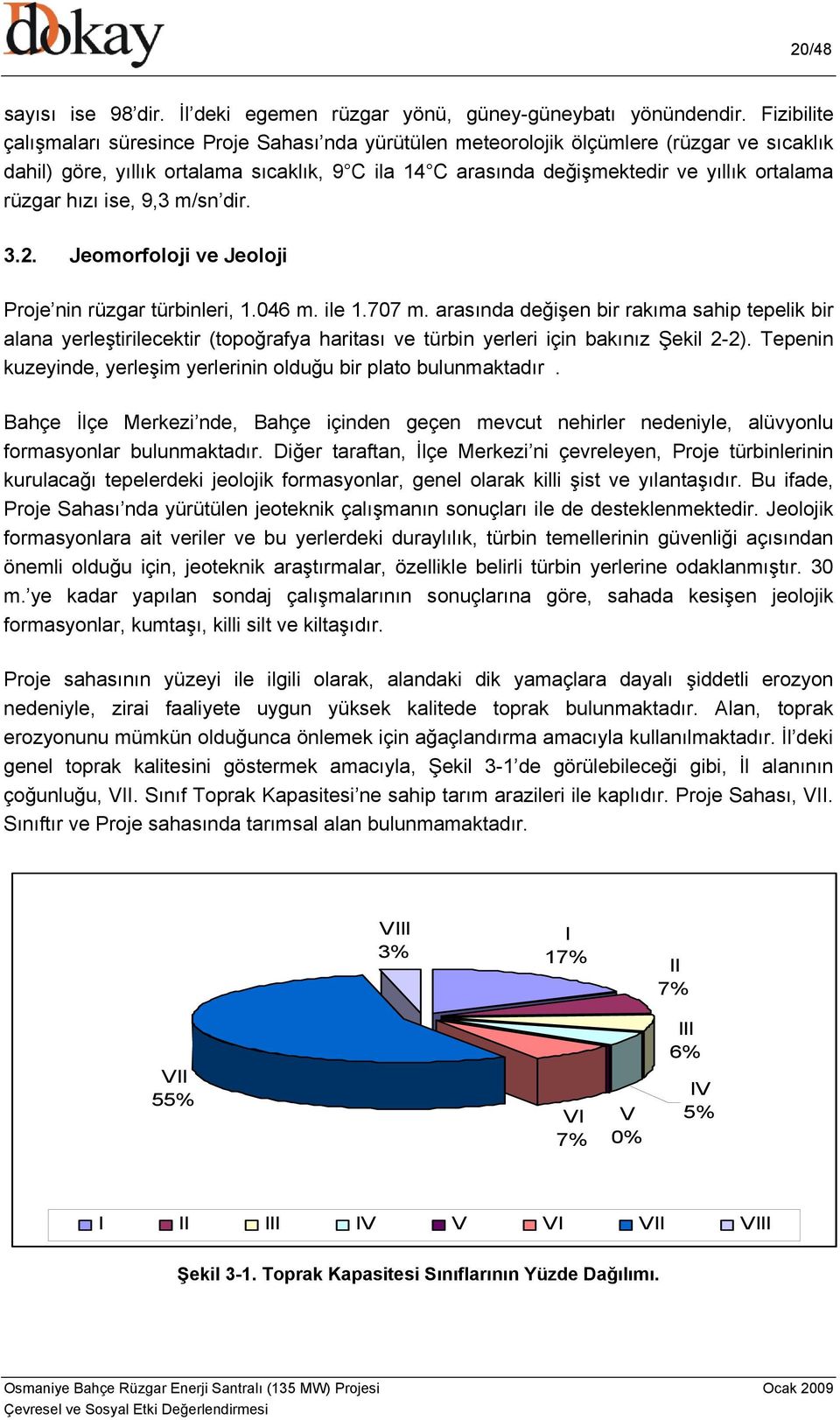 rüzgar hızı ise, 9,3 m/sn dir. 3.2. Jeomorfoloji ve Jeoloji Proje nin rüzgar türbinleri, 1.046 m. ile 1.707 m.