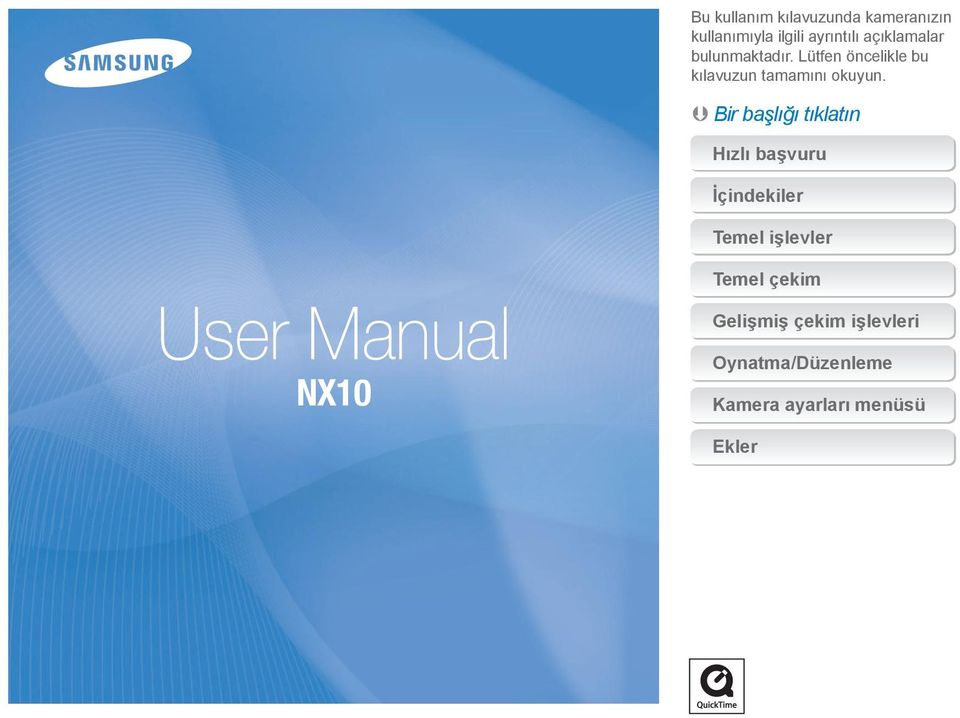 Bir başlığı tıklatın Hızlı başvuru İçindekiler Temel işlevler User Manual