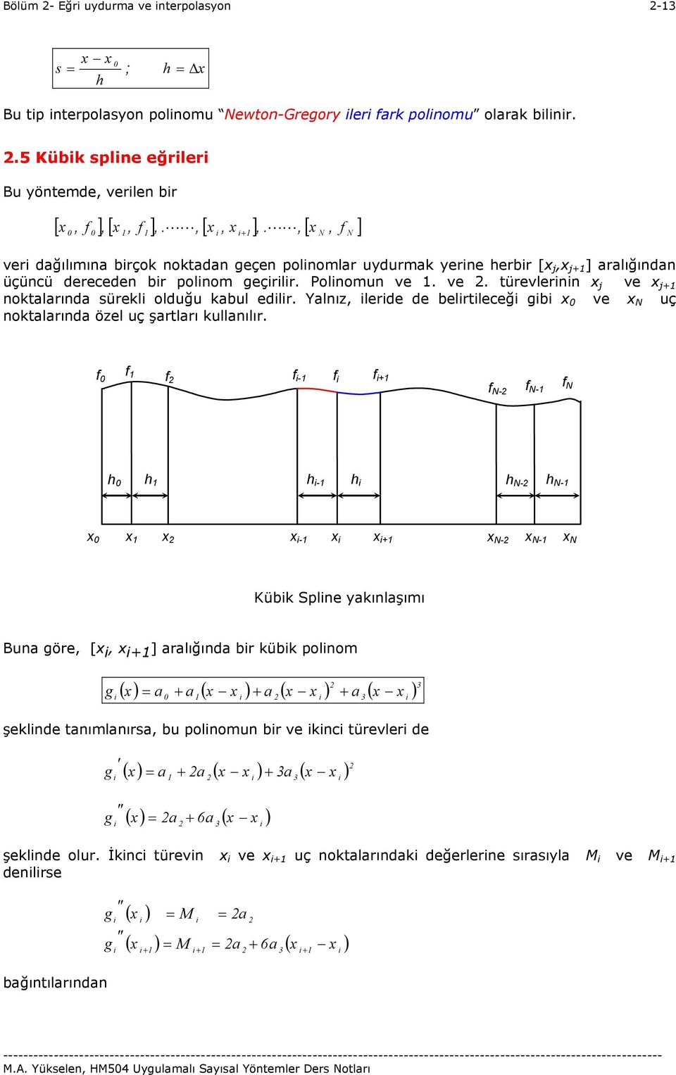 Ylız, lerde de belrtleceğ gb ve uç otlrıd özel uç şrtlrı ullılır - - - - - - - - - Küb Sple ılşımı Bu göre, [, ] rlığıd br üb polom g şelde