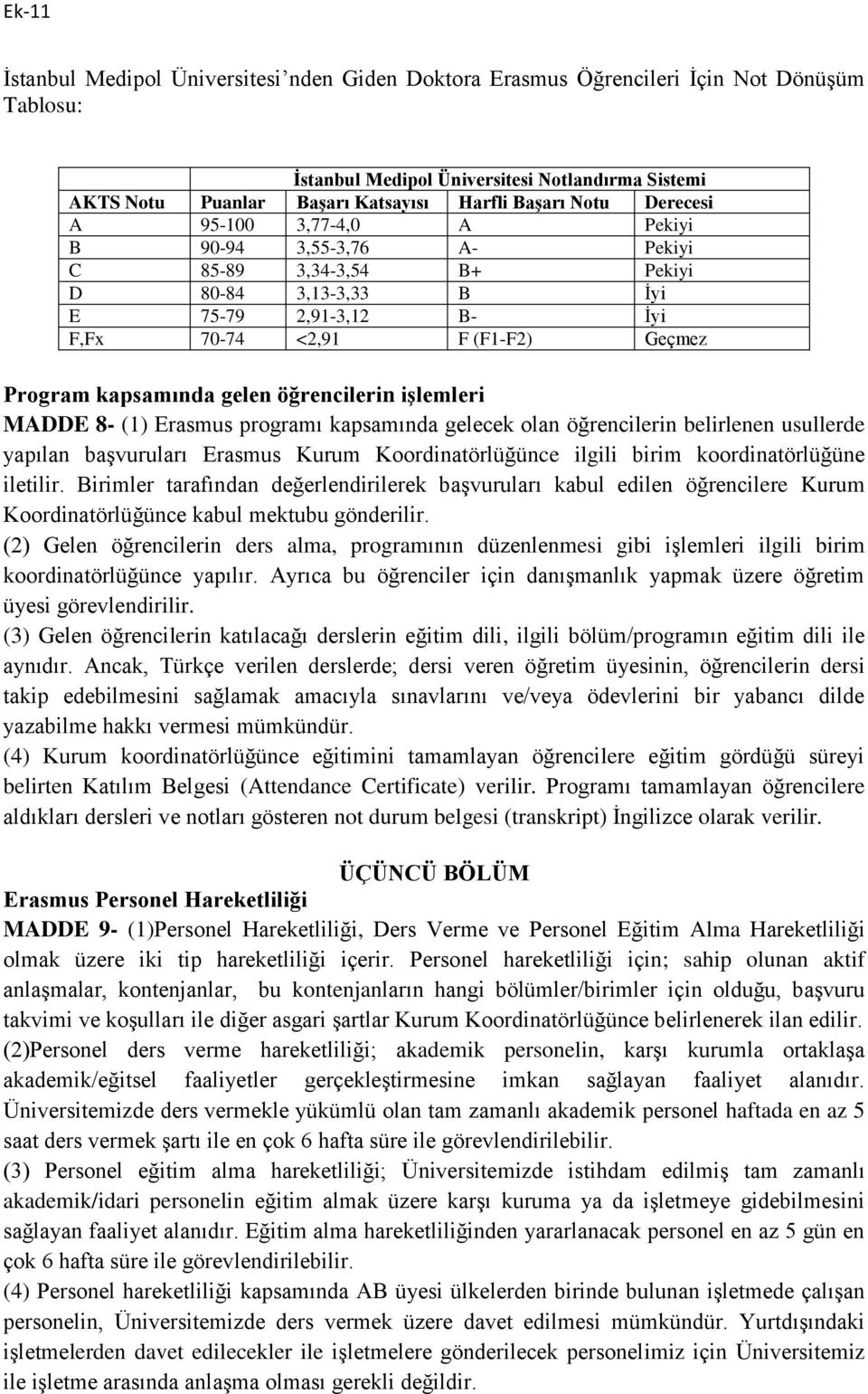 öğrencilerin işlemleri MADDE 8- (1) Erasmus programı kapsamında gelecek olan öğrencilerin belirlenen usullerde yapılan başvuruları Erasmus Kurum Koordinatörlüğünce ilgili birim koordinatörlüğüne