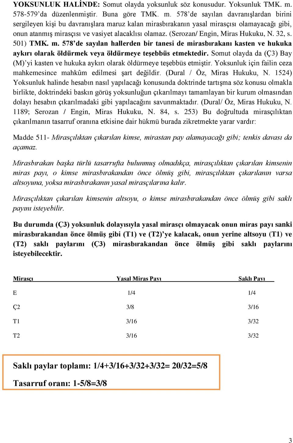 578 de sayılan davranışlardan birini sergileyen kişi bu davranışlara maruz kalan mirasbırakanın yasal mirasçısı olamayacağı gibi, onun atanmış mirasçısı ve vasiyet alacaklısı olamaz.