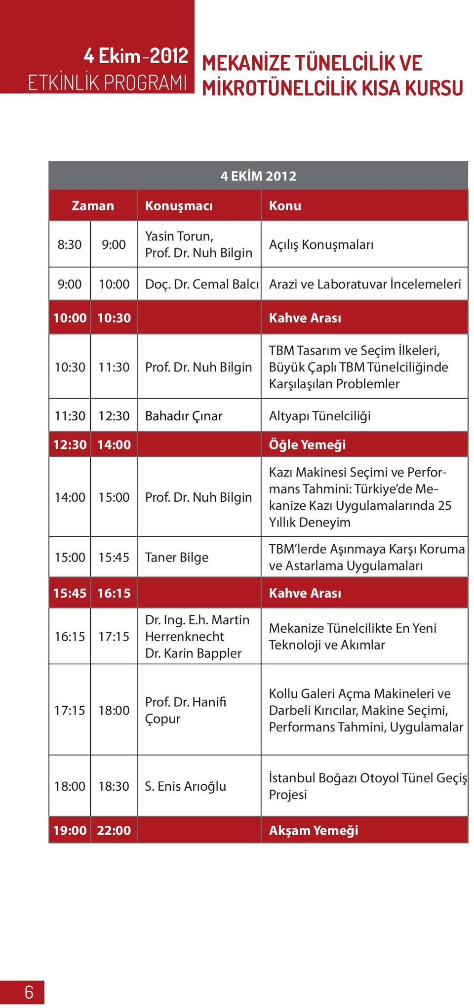 Cemal Balcı Arazi ve Laboratuvar İncelemeleri 10:00 10:30 Kahve Arası 10:30 11:30 Prof. Dr.