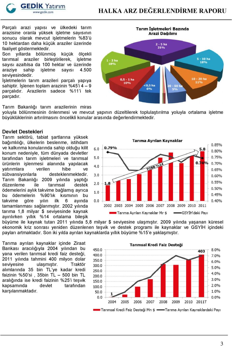 İşletmelerin tarım arazileri parçalı yapıya sahiptir. İşlenen toplam arazinin %45 i 4 9 parçalıdır. Arazilerin sadece %11 i tek parçadır.