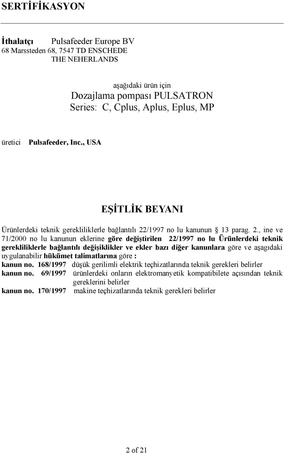 /1997 no lu kanunun 13 parag. 2.