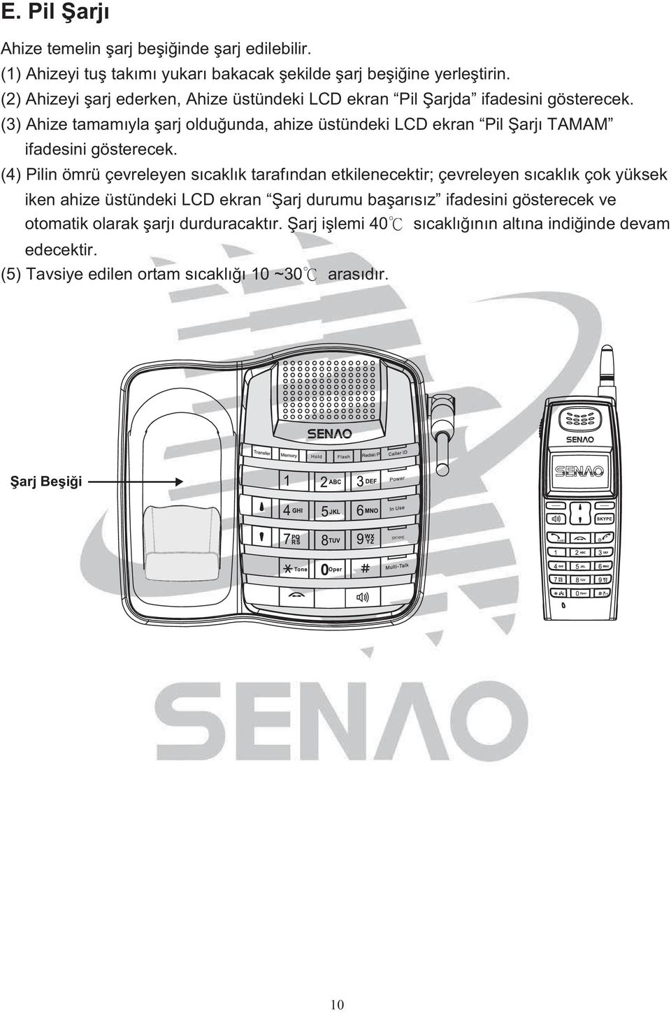 (3) Ahize tamamıyla arj oldu unda, ahize üstündeki LCD ekran Pil arjı TAMAM ifadesini gösterecek.