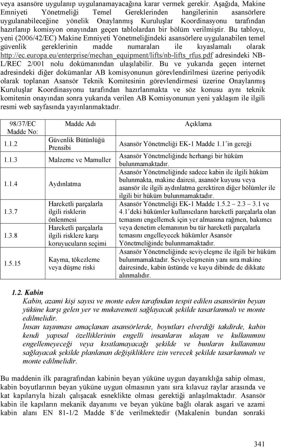 tablolardan bir bölüm verilmiştir.