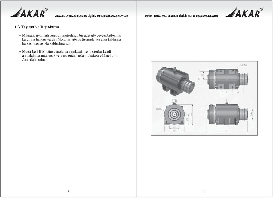 Ambalajý açýlmýþ ürünler inþaat atýklarýna, dýþ etkenlere (su, nem ve toz vb.) karþý korunmalýdýr. 2. MOTOR ÖLÇÜLERÝ ve AÐIRLIKLARI 2.