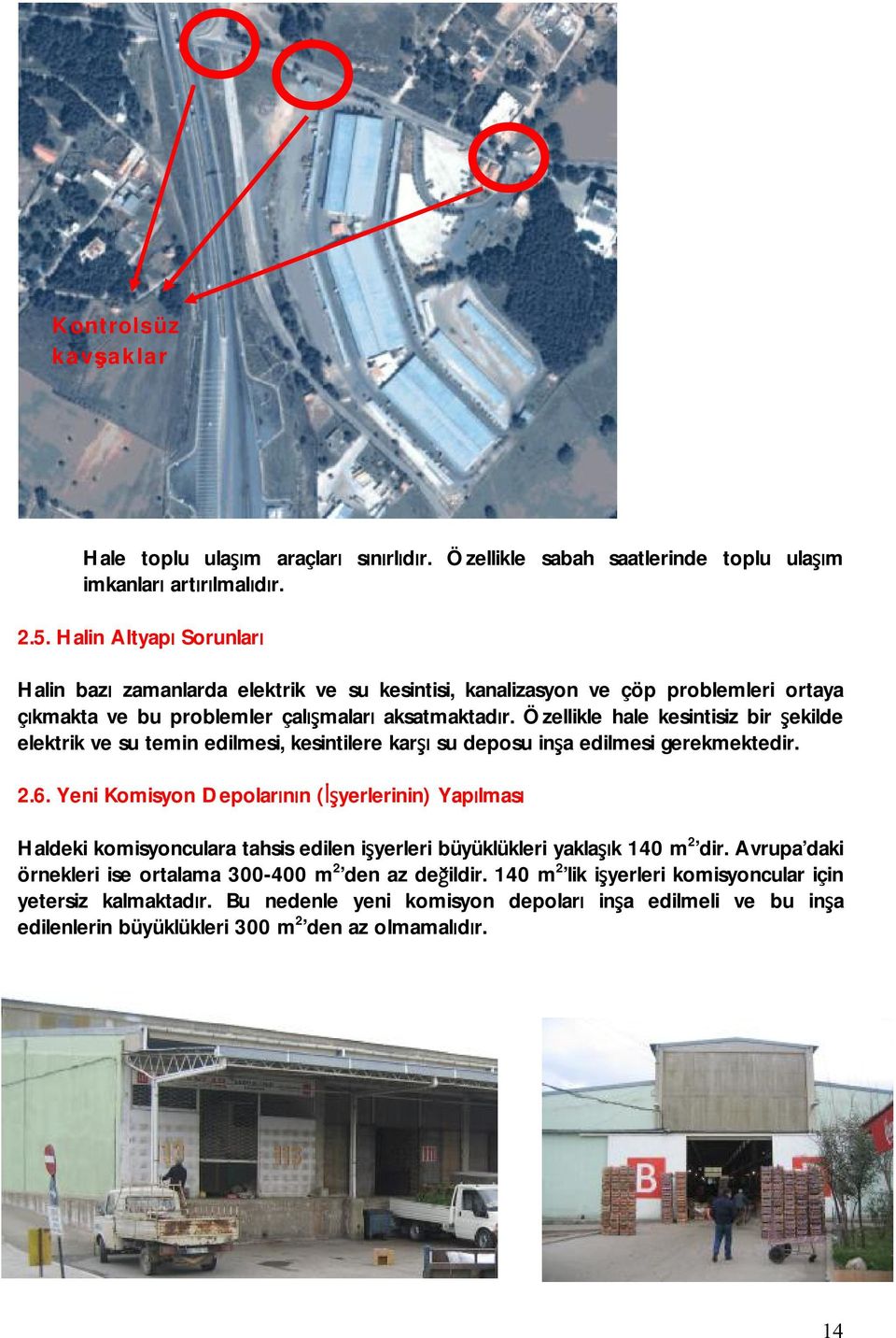 Özellikle hale kesintisiz bir şekilde elektrik ve su temin edilmesi, kesintilere karşı su deposu inşa edilmesi gerekmektedir. 2.6.