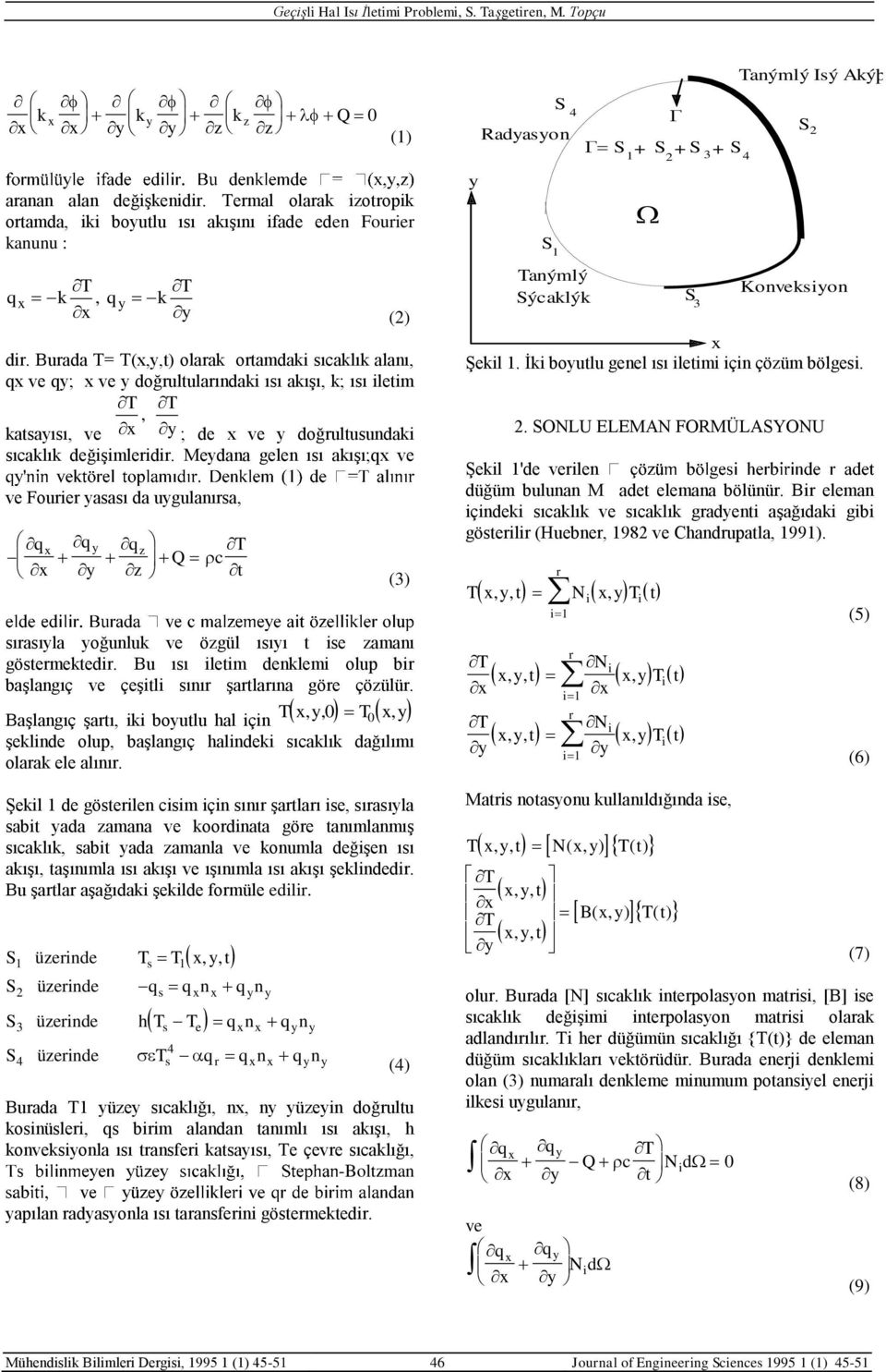 Buada T= T(x,,t) olaak otamdak sıcaklık alanı, qx ve q; x ve doğultulaındak ısı akışı, k; ısı letm T, x T katsaısı, ve ; de x ve doğultusundak sıcaklık değşmled.