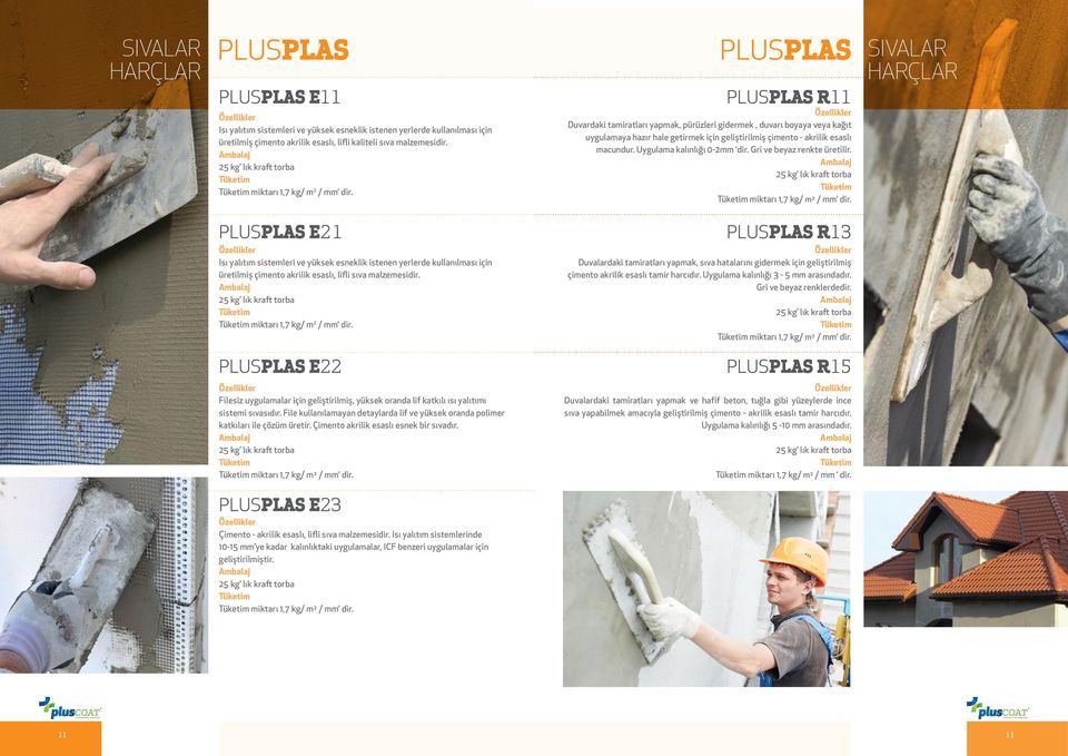 PLUSPLAS PLUSPLAS R11 Duvardaki tamiratları yapmak, pürüzleri gidermek, duvarı boyaya veya kağıt uygulamaya hazır hale getirmek için geliştirilmiş çimento - akrilik esaslı macundur.