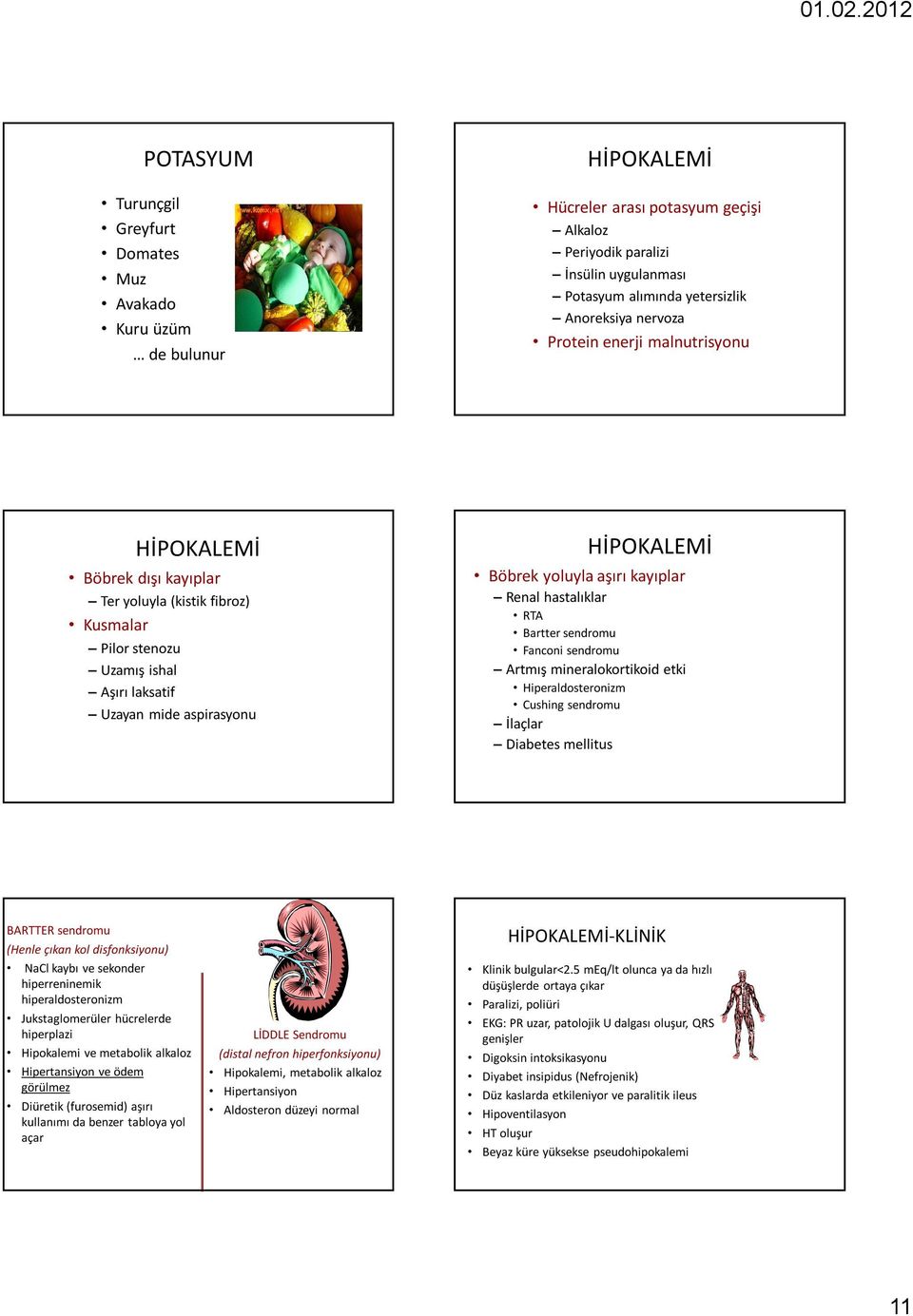 aşırı kayıplar Renal hastalıklar RTA Bartter sendromu Fanconi sendromu Artmış mineralokortikoid etki Hiperaldosteronizm Cushing sendromu İlaçlar Diabetes mellitus BARTTER sendromu (Henle çıkan kol