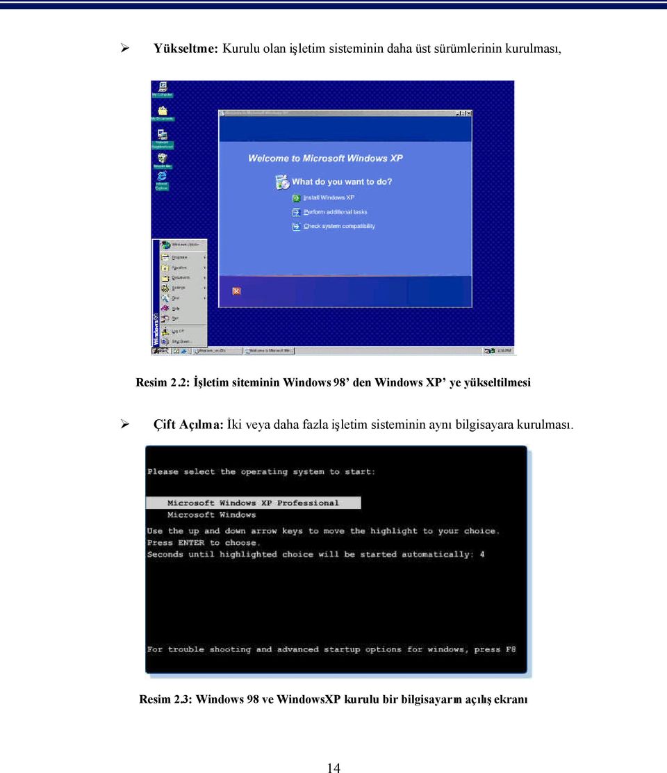2: İletim siteminin Windows 98 den Windows XP ye yükseltilmesi Çift