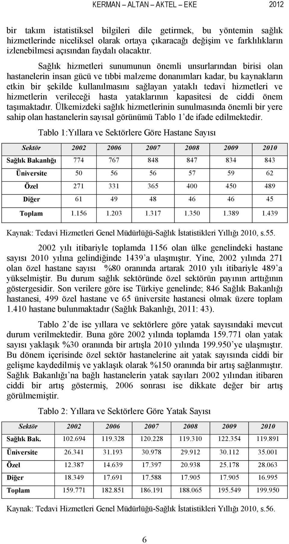 Sağlık hizmetleri sunumunun önemli unsurlarından birisi olan hastanelerin insan gücü ve tıbbi malzeme donanımları kadar, bu kaynakların etkin bir şekilde kullanılmasını sağlayan yataklı tedavi