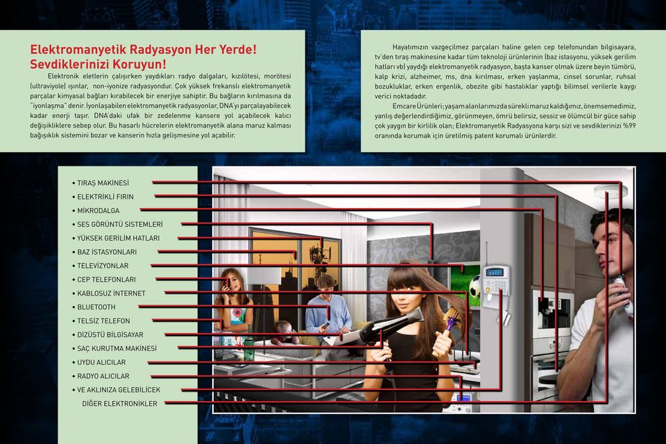 İyonlaşabilen elektromanyetik radyasyonlar, DNA yı parçalayabilecek kadar enerji taşır. DNA daki ufak bir zedelenme kansere yol açabilecek kalıcı değişikliklere sebep olur.