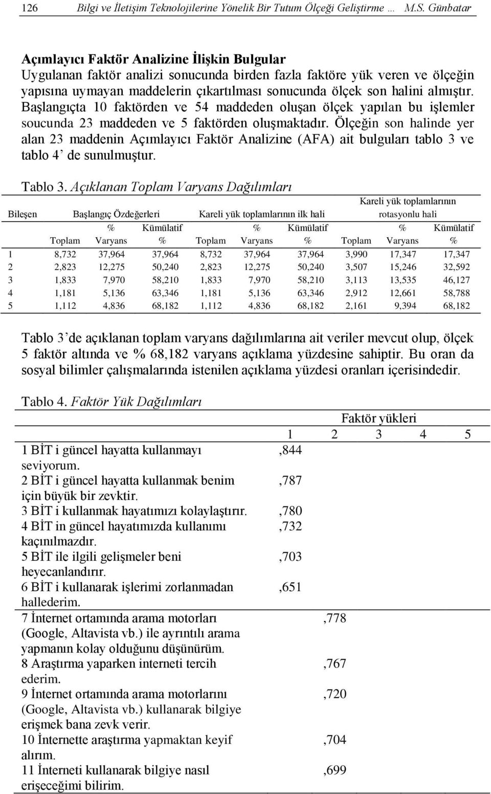 almıştır. Başlangıçta 10 faktörden ve 54 maddeden oluşan ölçek yapılan bu işlemler soucunda 23 maddeden ve 5 faktörden oluşmaktadır.