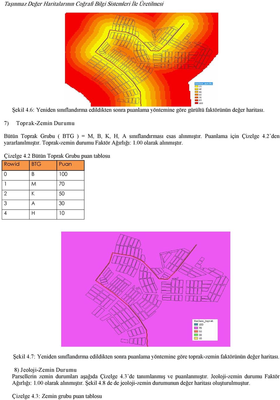 00 olarak alınmıştır. Çizelge 4.2 Bütün Toprak Grubu puan tablosu Rowid BTG Puan 0 B 100 1 M 70 2 K 50 3 A 30 4 H 10 Şekil 4.